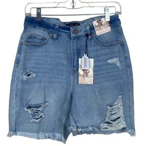 Sincerely Jules high rise distressed raw hem jean shorts size 7/28